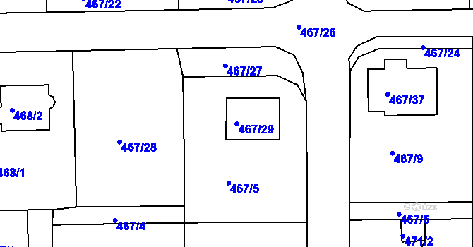 Parcela st. 467/29 v KÚ Otvice, Katastrální mapa