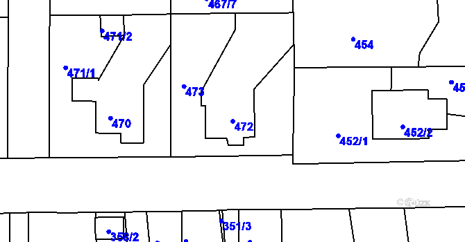 Parcela st. 472 v KÚ Otvice, Katastrální mapa