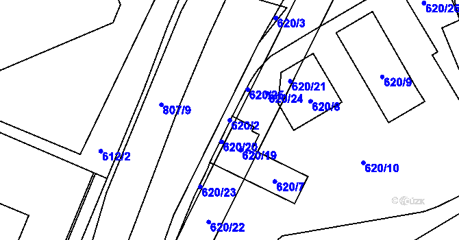 Parcela st. 620/2 v KÚ Otvice, Katastrální mapa