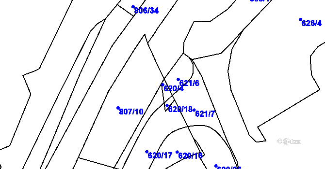 Parcela st. 620/4 v KÚ Otvice, Katastrální mapa