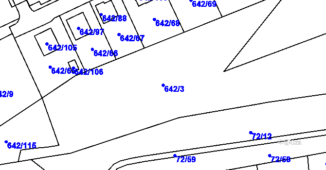 Parcela st. 642/3 v KÚ Otvice, Katastrální mapa