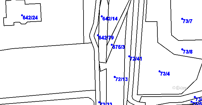 Parcela st. 642/15 v KÚ Otvice, Katastrální mapa