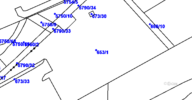 Parcela st. 653/1 v KÚ Otvice, Katastrální mapa
