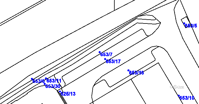 Parcela st. 653/7 v KÚ Otvice, Katastrální mapa
