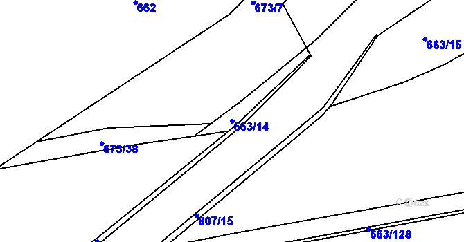 Parcela st. 663/14 v KÚ Otvice, Katastrální mapa