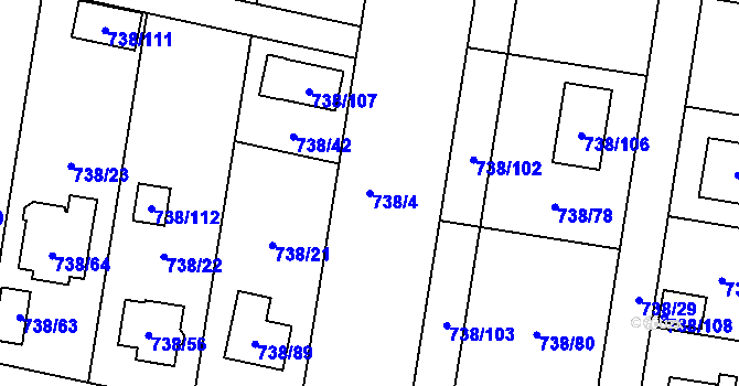 Parcela st. 738/4 v KÚ Otvice, Katastrální mapa