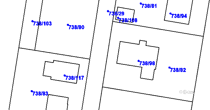 Parcela st. 738/6 v KÚ Otvice, Katastrální mapa
