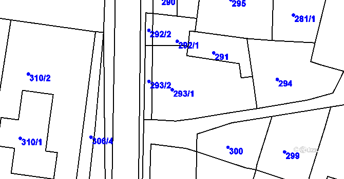Parcela st. 293/1 v KÚ Otvice, Katastrální mapa
