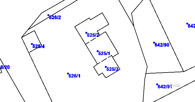 Parcela st. 525/1 v KÚ Otvice, Katastrální mapa