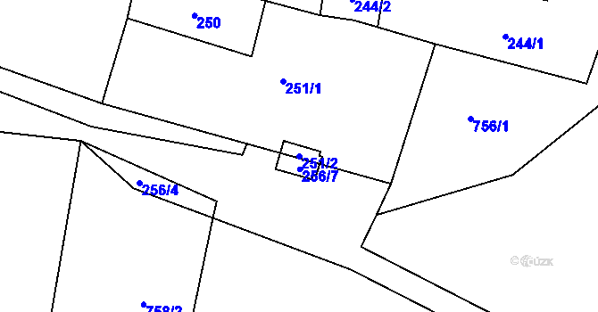 Parcela st. 251/2 v KÚ Otvice, Katastrální mapa