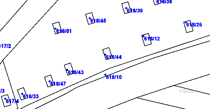 Parcela st. 618/44 v KÚ Otvice, Katastrální mapa