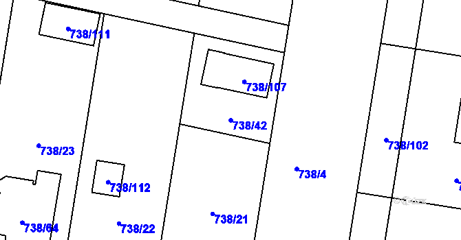 Parcela st. 738/42 v KÚ Otvice, Katastrální mapa