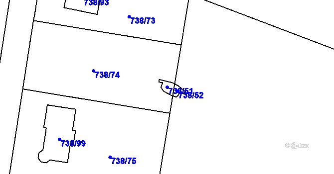 Parcela st. 738/51 v KÚ Otvice, Katastrální mapa