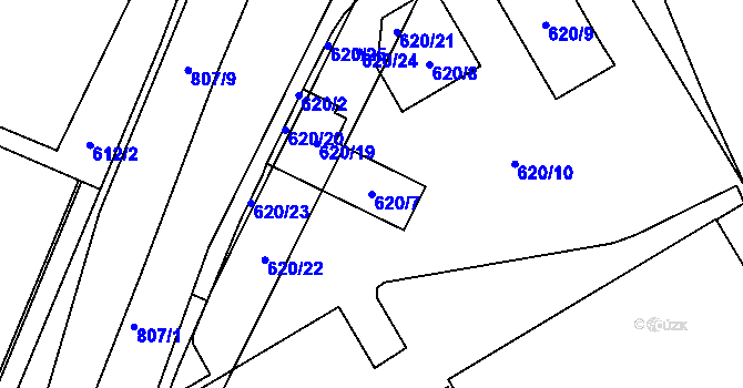 Parcela st. 620/7 v KÚ Otvice, Katastrální mapa