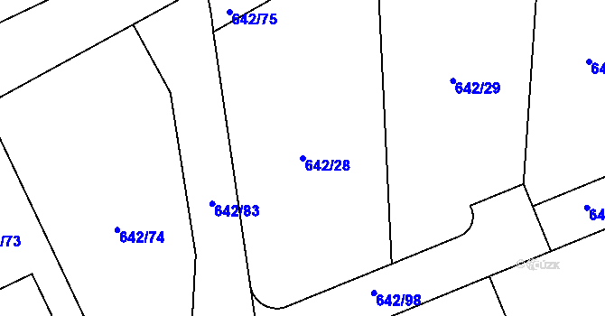 Parcela st. 642/28 v KÚ Otvice, Katastrální mapa