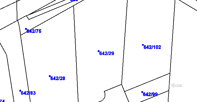 Parcela st. 642/29 v KÚ Otvice, Katastrální mapa