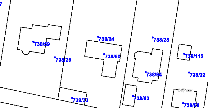 Parcela st. 738/60 v KÚ Otvice, Katastrální mapa