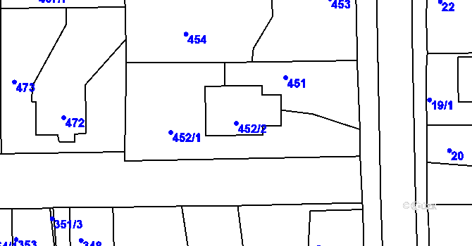 Parcela st. 452/2 v KÚ Otvice, Katastrální mapa