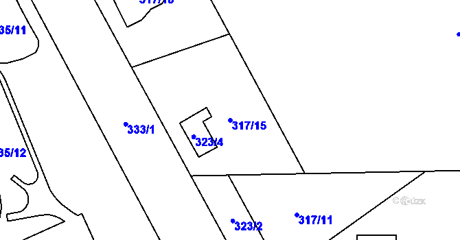 Parcela st. 317/15 v KÚ Otvice, Katastrální mapa