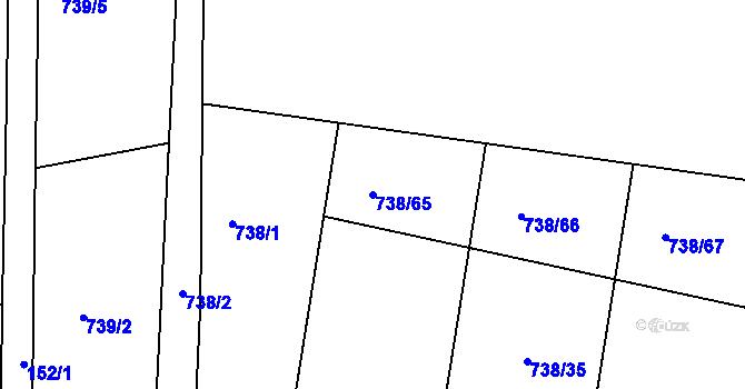 Parcela st. 738/65 v KÚ Otvice, Katastrální mapa