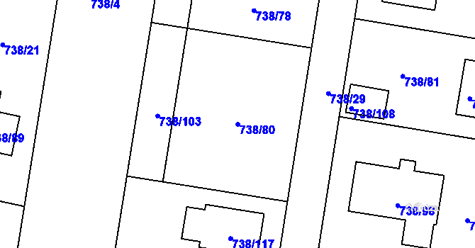 Parcela st. 738/80 v KÚ Otvice, Katastrální mapa