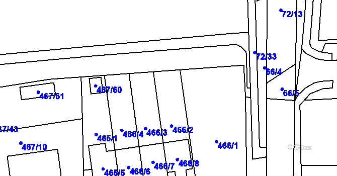 Parcela st. 467/56 v KÚ Otvice, Katastrální mapa
