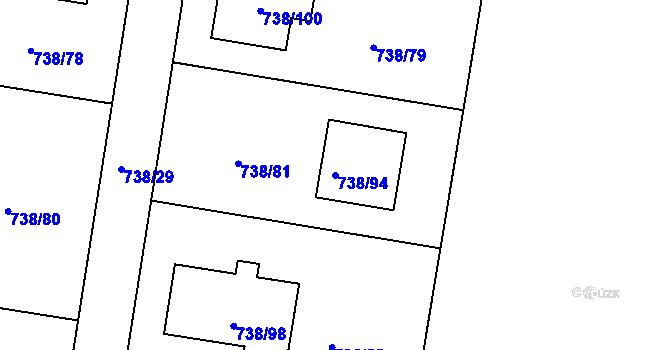 Parcela st. 738/94 v KÚ Otvice, Katastrální mapa