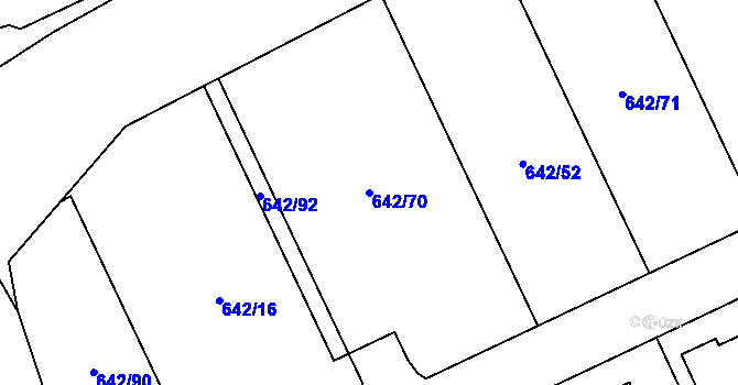 Parcela st. 642/70 v KÚ Otvice, Katastrální mapa
