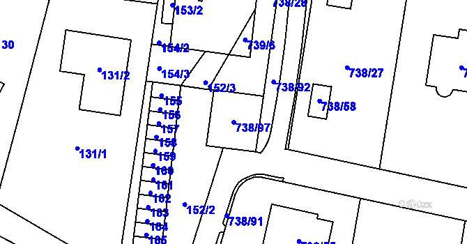 Parcela st. 738/97 v KÚ Otvice, Katastrální mapa