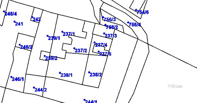 Parcela st. 237/5 v KÚ Otvice, Katastrální mapa