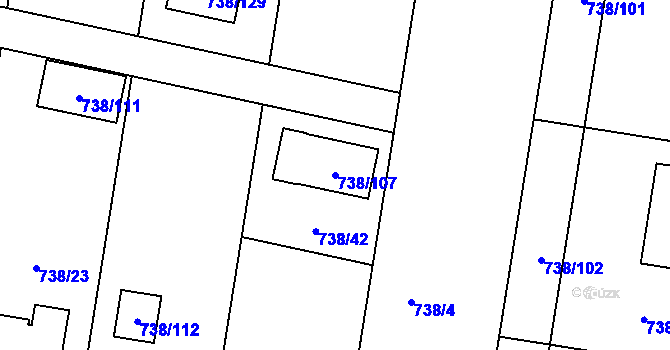 Parcela st. 738/107 v KÚ Otvice, Katastrální mapa