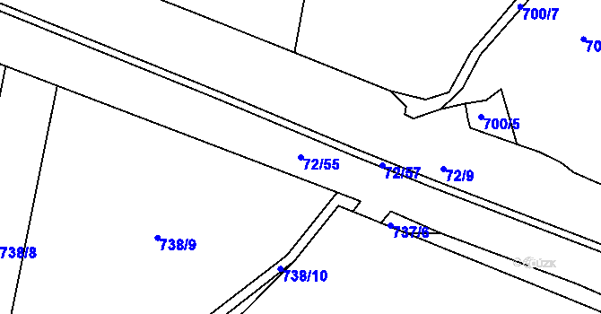 Parcela st. 72/55 v KÚ Otvice, Katastrální mapa
