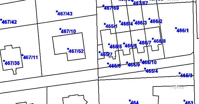 Parcela st. 465/7 v KÚ Otvice, Katastrální mapa