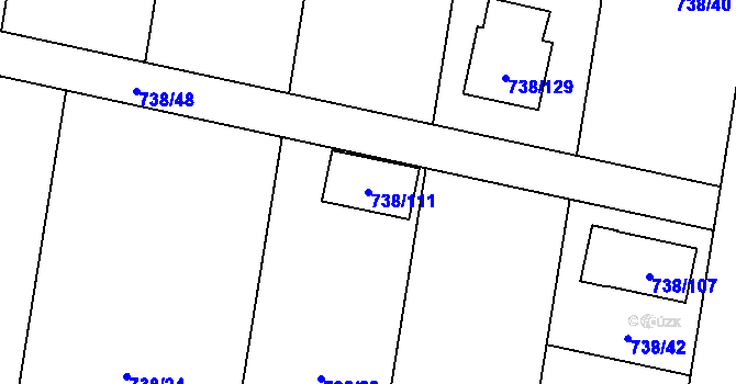 Parcela st. 738/111 v KÚ Otvice, Katastrální mapa
