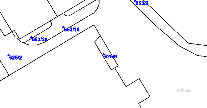 Parcela st. 625/9 v KÚ Otvice, Katastrální mapa