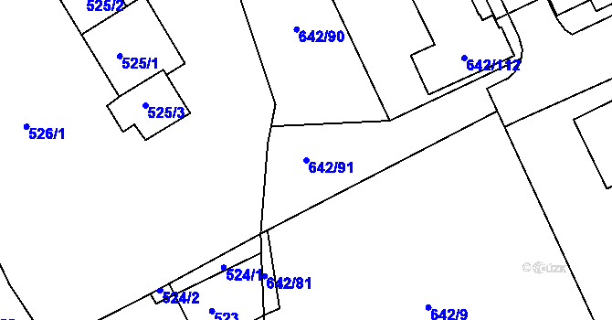 Parcela st. 642/91 v KÚ Otvice, Katastrální mapa