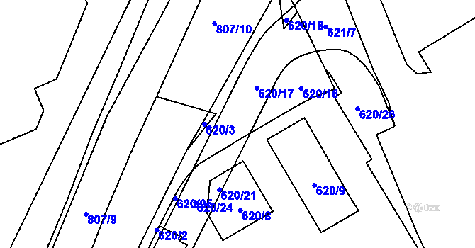 Parcela st. 620/15 v KÚ Otvice, Katastrální mapa