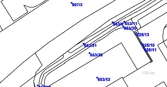 Parcela st. 653/31 v KÚ Otvice, Katastrální mapa