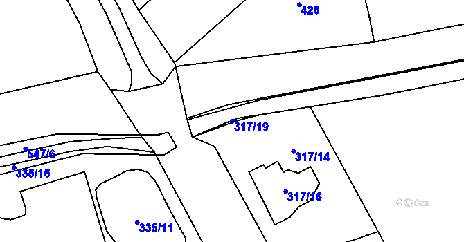 Parcela st. 317/19 v KÚ Otvice, Katastrální mapa