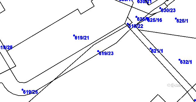 Parcela st. 619/23 v KÚ Otvice, Katastrální mapa