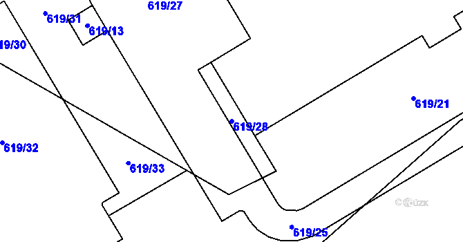 Parcela st. 619/28 v KÚ Otvice, Katastrální mapa