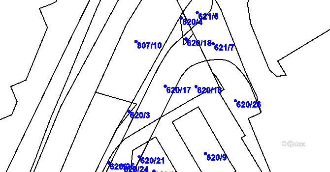 Parcela st. 620/17 v KÚ Otvice, Katastrální mapa