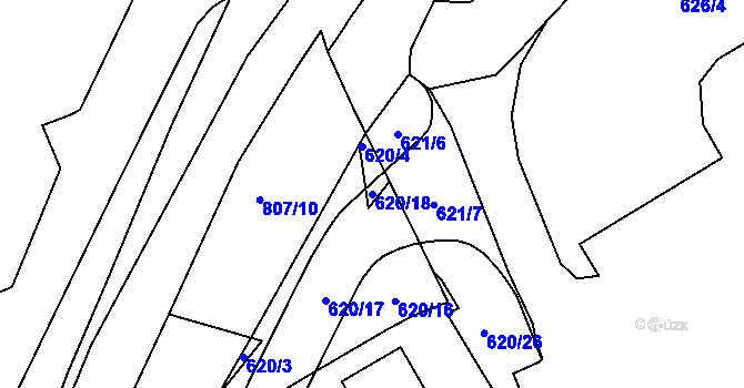 Parcela st. 620/18 v KÚ Otvice, Katastrální mapa