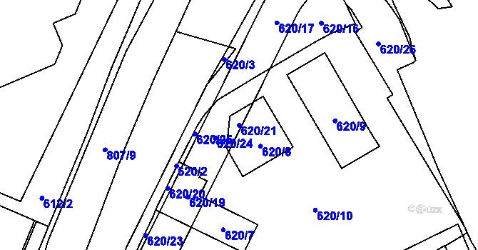 Parcela st. 620/21 v KÚ Otvice, Katastrální mapa