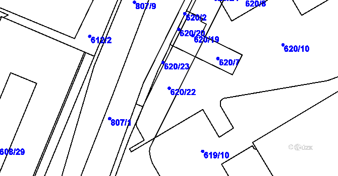Parcela st. 620/22 v KÚ Otvice, Katastrální mapa