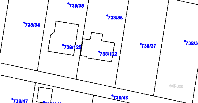 Parcela st. 738/122 v KÚ Otvice, Katastrální mapa