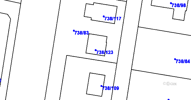 Parcela st. 738/123 v KÚ Otvice, Katastrální mapa