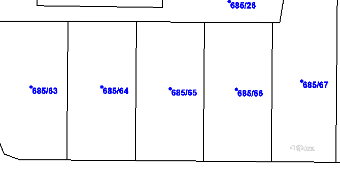 Parcela st. 685/65 v KÚ Otvice, Katastrální mapa