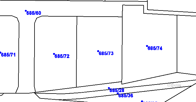 Parcela st. 685/73 v KÚ Otvice, Katastrální mapa
