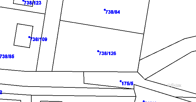 Parcela st. 738/126 v KÚ Otvice, Katastrální mapa